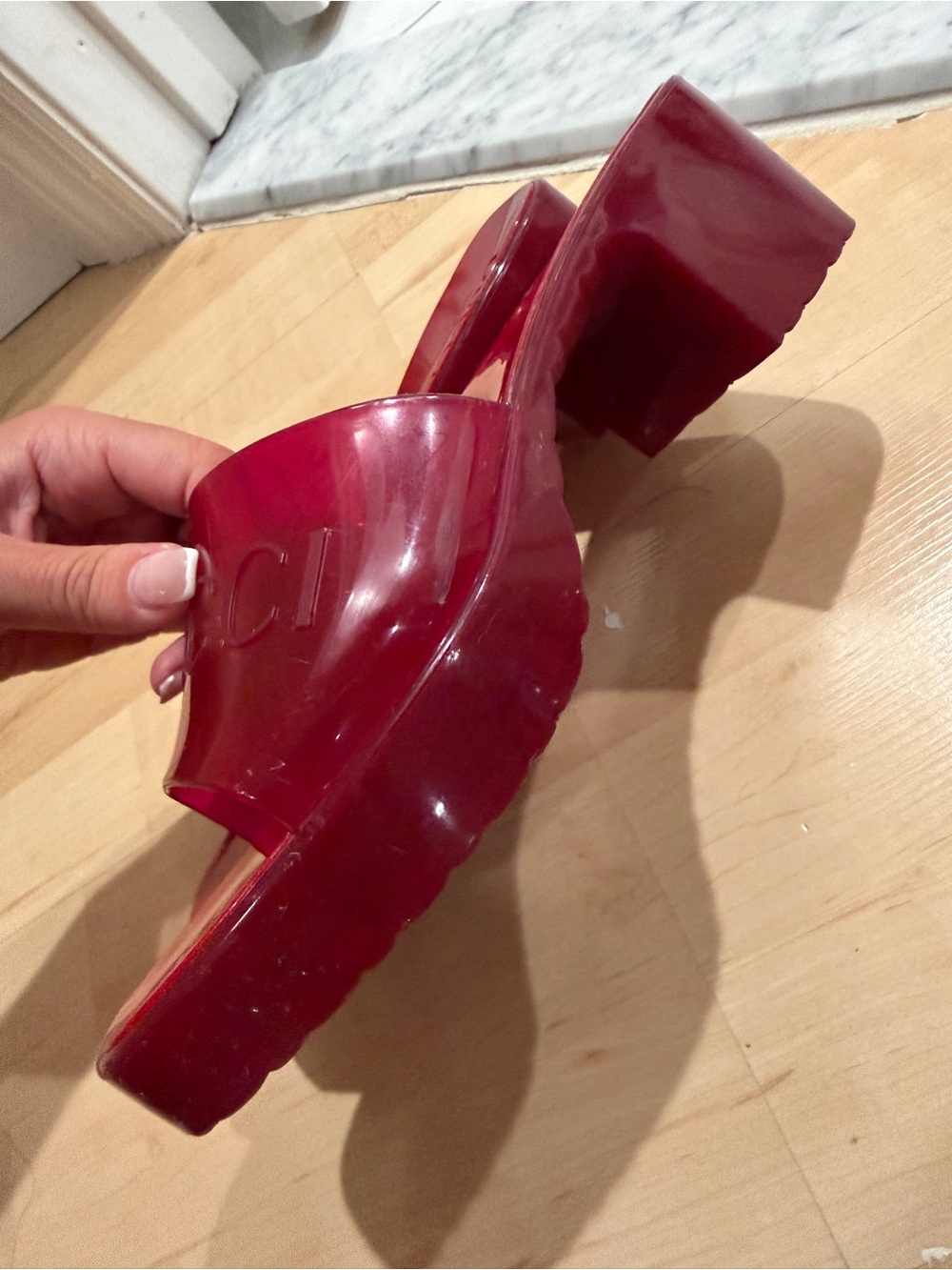 Gucci red Jelly Slide Sandals - Picture 4 of 9